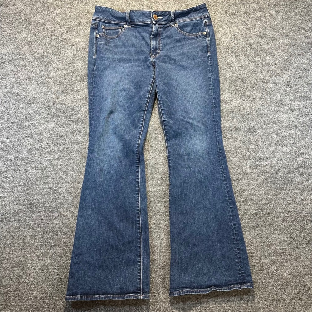 American Eagle Kick Boot Jeans Womens 10 Blue Super Stretch Denim Boho‎ Casual
